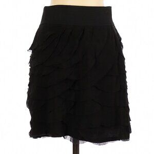 Express Women's Black Ruffled Layered Stretch Party Dressy Short Mini Skirt, M